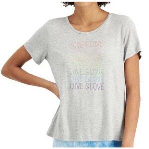 Jenni Intimates Women’s M Short Sleeve Pullover Pajama Top “Love Is Love” Shirt